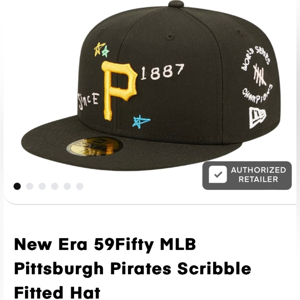 NWT New Era fitted Pittsburgh Pirates scribble hat 7 3/4